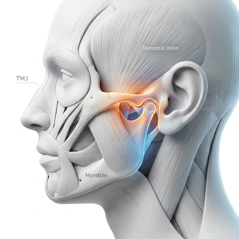 Ilustração da articulação temporomandibular (ATM)